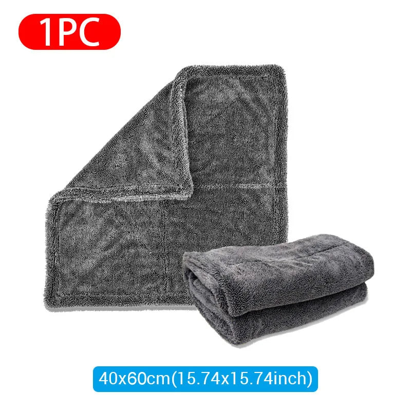 Serviette de nettoyage de voiture en microfibre 1200GSM/600GSM, Double face, Super absorbant, chiffon de nettoyage anti-rayures, doux et pelucheux
