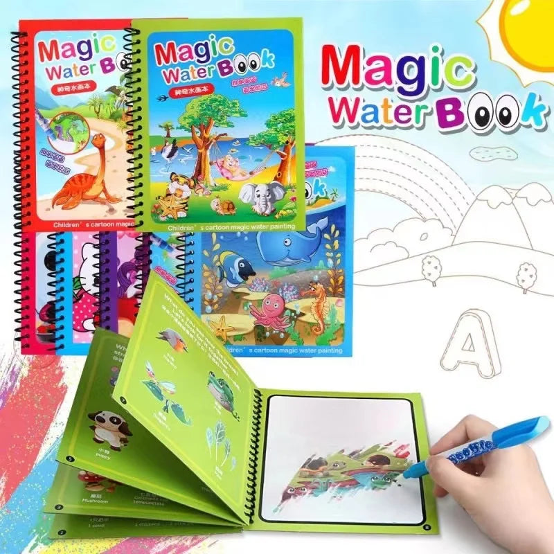 Carnet de dessin à l'eau réutilisable 1P - Bloc de peinture magique sans dégâts avec stylo à eau rechargeable
