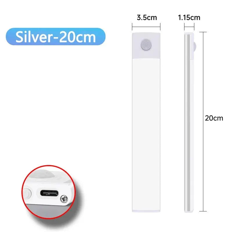 Éclairage intérieur ultra-fin à détecteur de mouvement LED sans fil USB sous les meubles de cuisine, de chambre et d'armoire. Idéal pour les meubles de cuisine, de chambre et d'intérieur