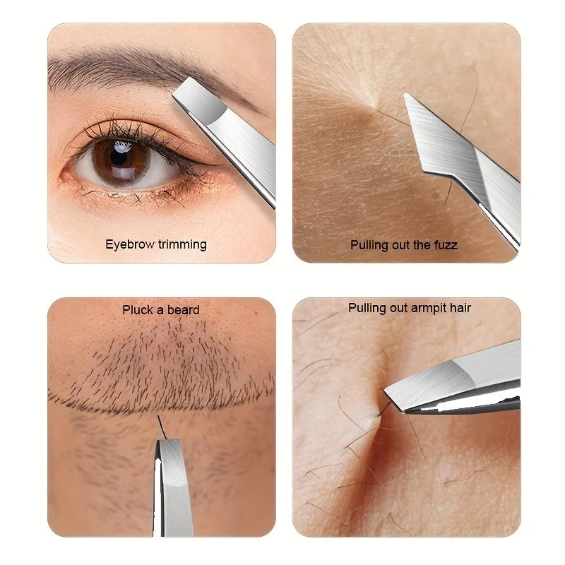 Ensemble de pinces à sourcils Ouriner 4 pièces pinces à sourcils en acier inoxydable ensemble d'outils de beauté professionnels pour la croissance des poils du visage vers l'intérieur