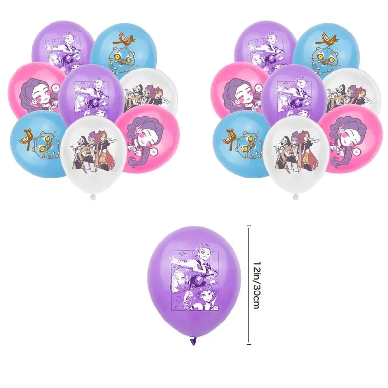 Kpop – Ballons de décoration d'anniversaire chasseurs de démons, ensemble de Ballons en Latex pour fille musicale, fournitures de fête pour enfants, décor cadeau