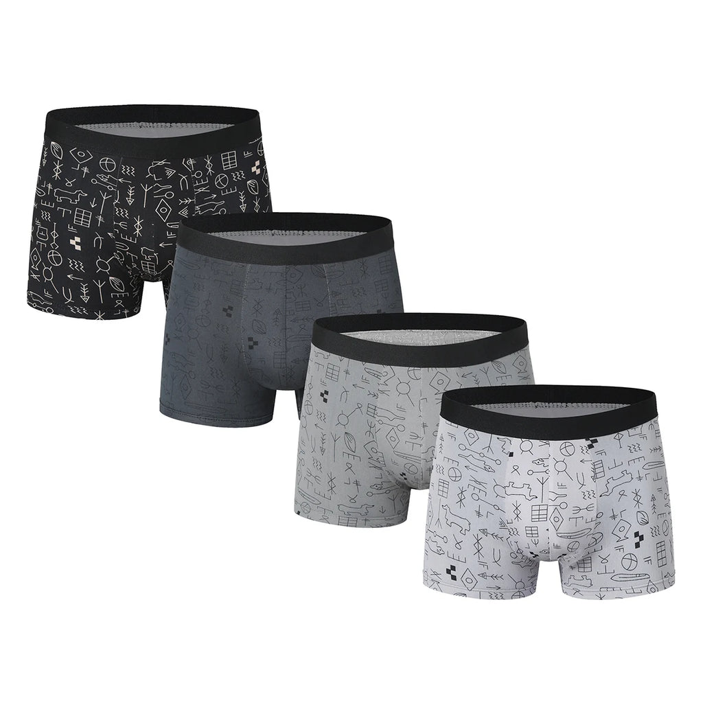 Ensemble de 4 sous-vêtements pour hommes, confortables et tendance, shorty imprimé grande taille, maillot de bain jusqu'à 6XL pour adolescents