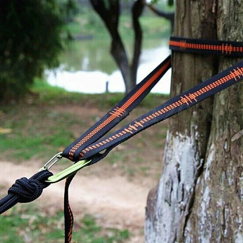 2 sangles de hamac haute capacité de charge 600 lbs de résistance à la rupture, corde de hamac en polyester à 5 anneaux
