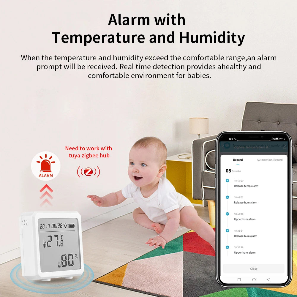 Zigbee – capteur de température et d'humidité, avec application Tuya, écran LCD, affichage numérique, thermomètre sans fil, fonctionne avec la couleur noir ou blanc