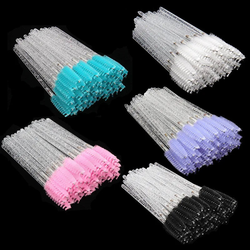 Brosse à cils en cristal jetable, peigne, Extension de cils, baguettes de Mascara, maquillage professionnel, outil de beauté, 50 pièces