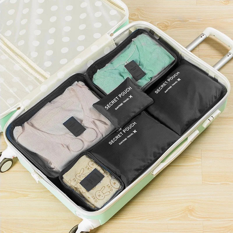 6pcs Set Travel Storage Bags Suitcase Packing Set Storage Cases Portable Luggage Organizer Clothes Shoe Foldable Organizer