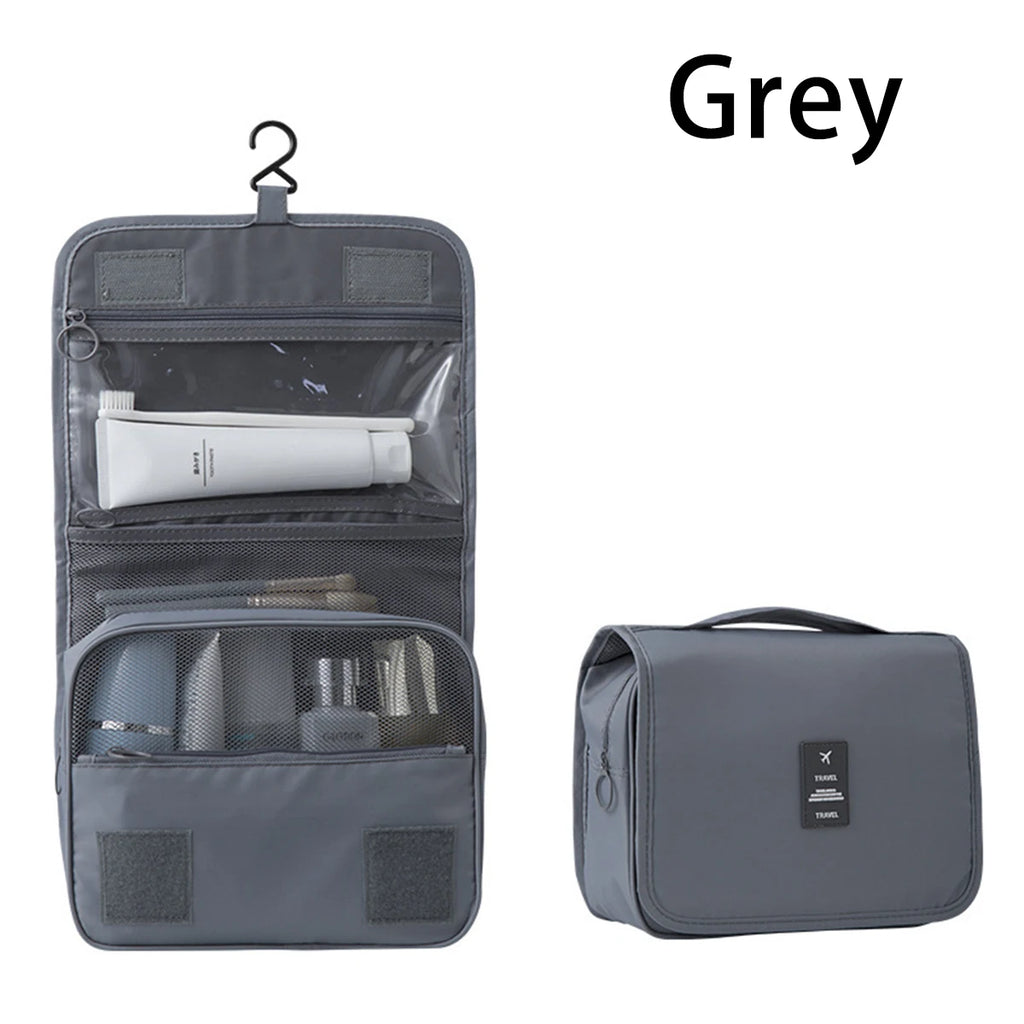 Un sac de voyage multifonctionnel qui peut être suspendu avec séparation sèche et humide, une trousse de toilette et de rangement à main, un ensemble