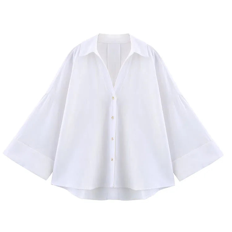 HipSeam chemise à manches larges femmes printemps ourlet asymétrique bouton chemises pour femmes Simple dame Johnny col chemises et chemisiers en lin