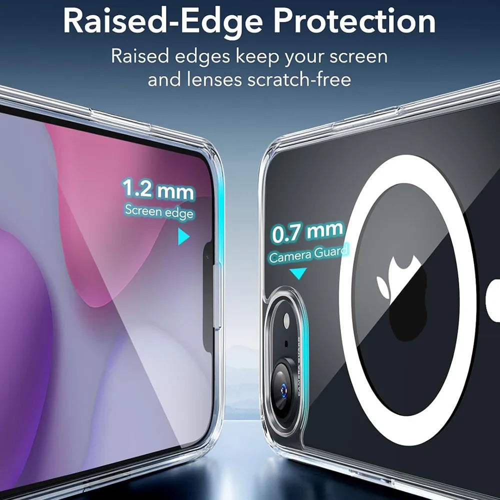 Coque magnétique MagSafe résistante pour iPhone 16e, 16, 15, 14, 13, 12, 11 Pro Max Plus, Mini - Coque arrière hybride rigide en silicone transparent