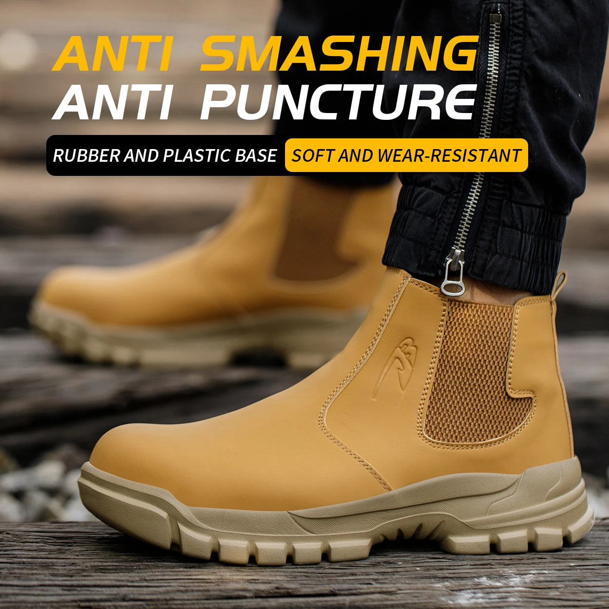 Chaussures de sécurité imperméables pour hommes, bottes en cuir à embout d'acier, chaussures de chantier indestructibles, baskets marron