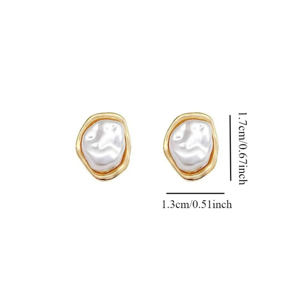 Boucles d'oreilles en métal pour femmes, 2 pièces, Imitation irrégulière de perles, élégantes, dorées, argentées, géométriques, bijoux de personnalité