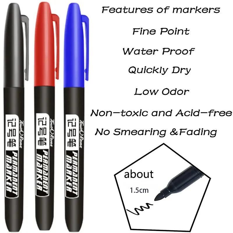 Stylo marqueur Permanent pour dessin Manga, 6 pièces, noir, bleu, rouge, encre étanche, stylos pour croquis, papeterie fournitures scolaires d'art
