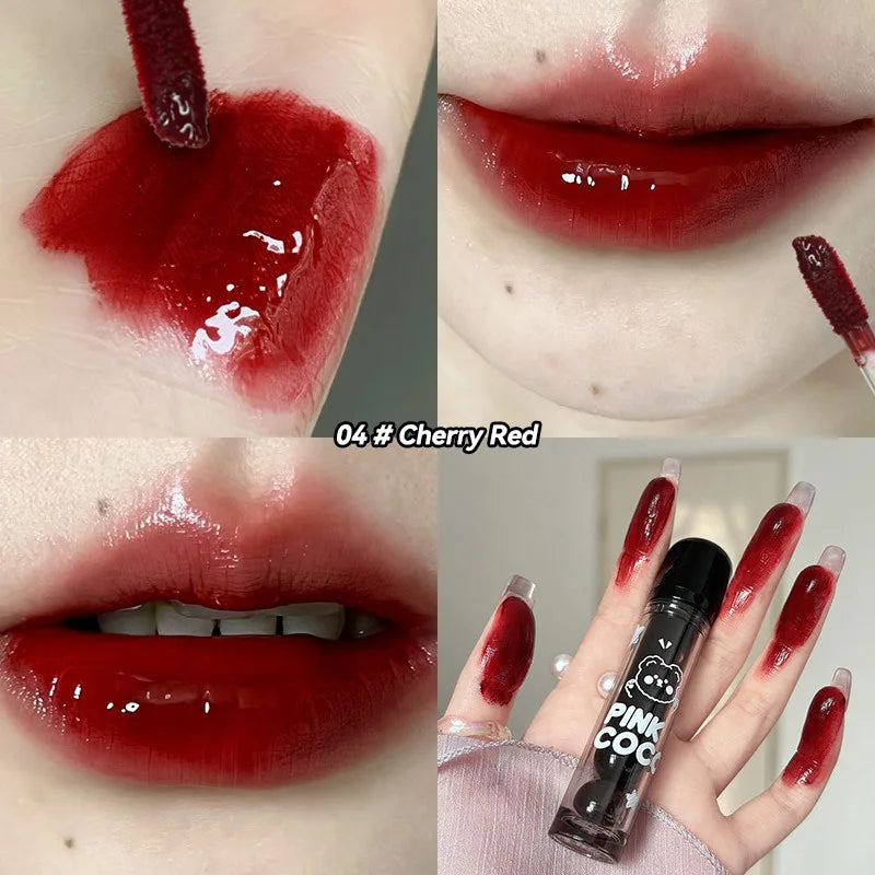 Gloss à lèvres effet miroir Ours Adorable - Rouge à lèvres liquide longue tenue, hydratant et sans transfert, à la texture aqueuse - Brillance luxueuse