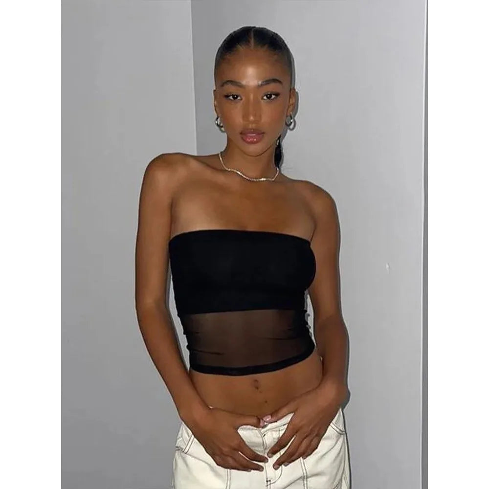 Mode fille chaude coupe ajustée gilet Bandeau décolleté Style décontracté tenue quotidienne haut nouveau haut en maille Bandeau Style haut pour femmes