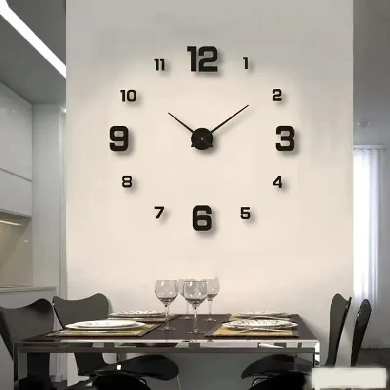 Frameless Modern 3D Wall Clock Mirror Sticker Clock for Home Office Hotel Restaurant School Decoration