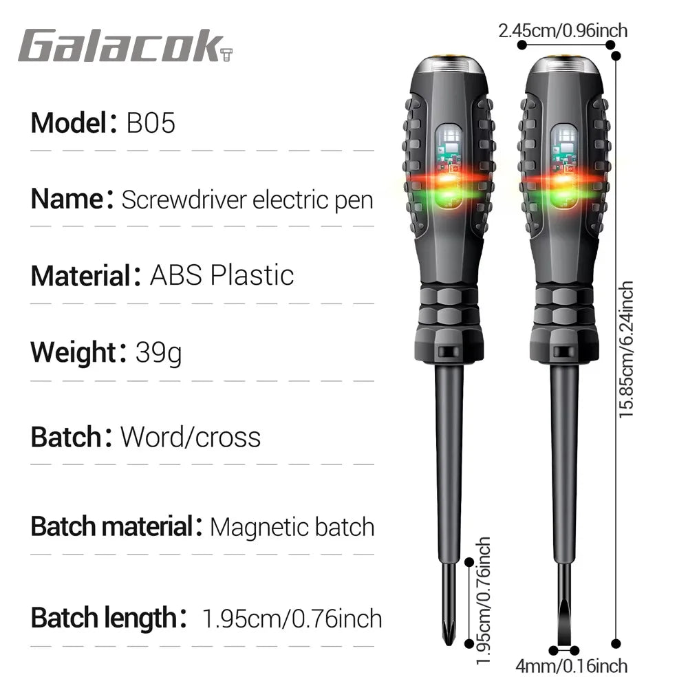 Tournevis de Test d'électricien multifonctionnel, stylo de Test d'induction AC sans contact, testeur de tension 70-600V, lumières d'induction rouges et vertes