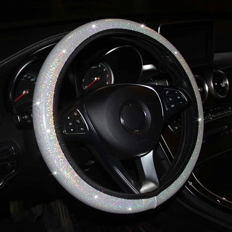 Housse de volant de voiture universelle 37/38cm, housse de poignée élastique, diamant bronzant coloré, accessoires de volant scintillants