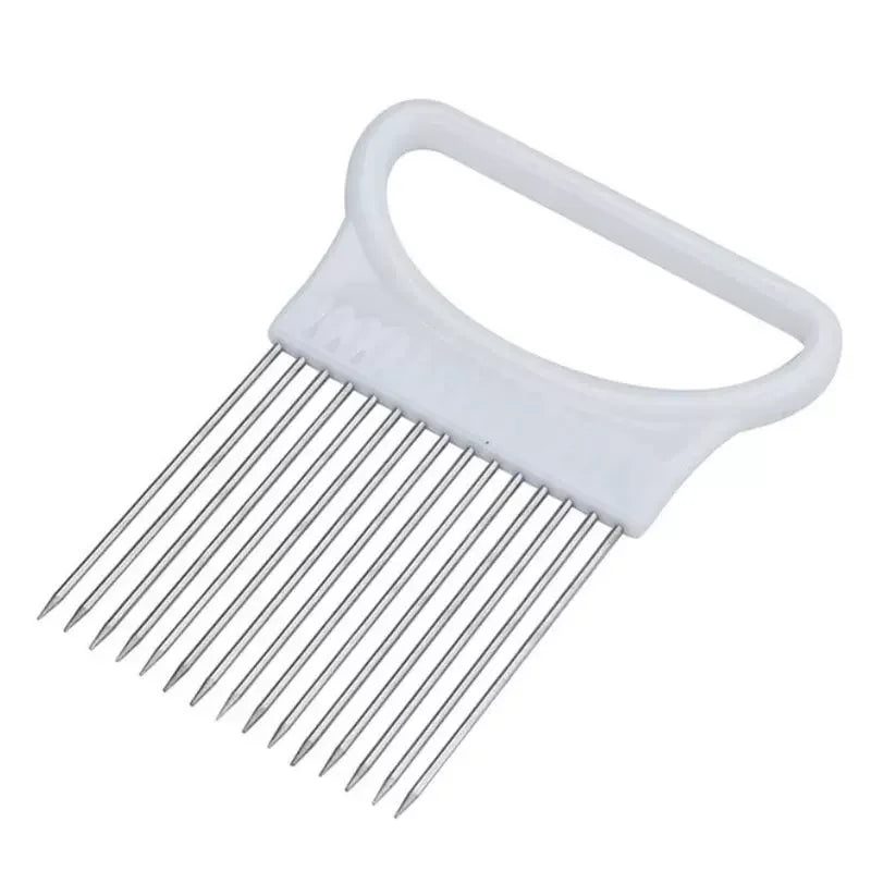 Support de coupe d'oignon en acier inoxydable, trancheur d'aliments, Assistant de coupe d'oignon de tomate, fourchette de coupe de légumes, Gadgets de cuisine