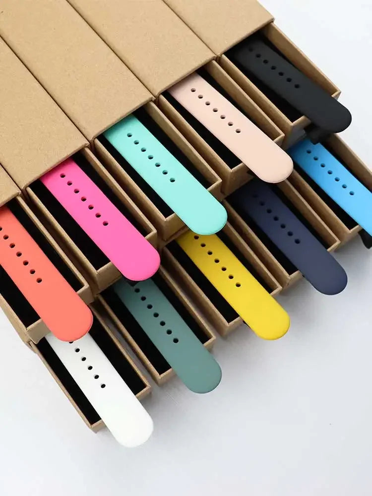 Bracelet en Silicone pour Apple Watch, 44mm 45mm 40mm 41mm 42-46mm, bracelet de sport iwatch série 8 7 6 5 4 9 10 11 SE-Ultra 2/3 49mm