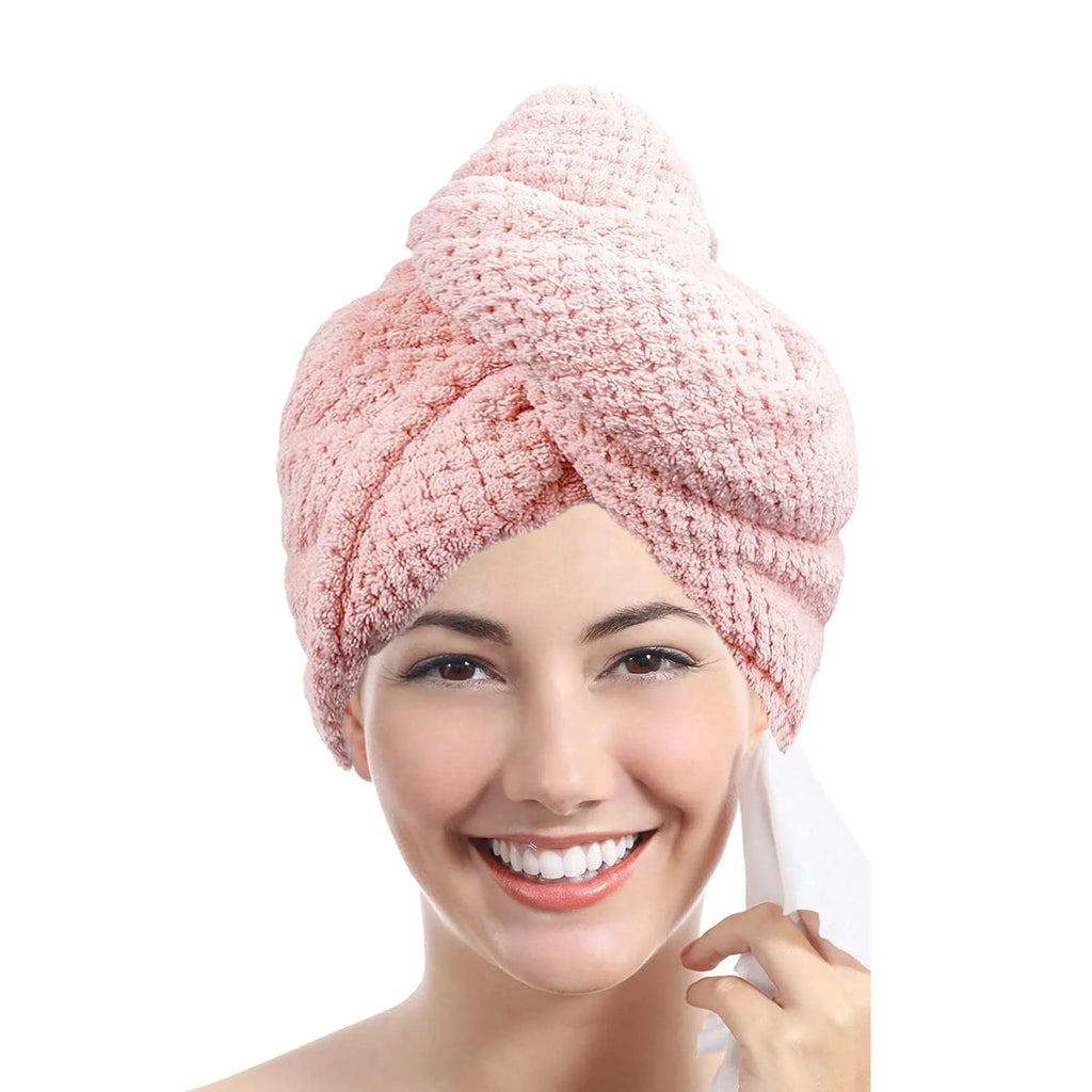 Serviette pour cheveux unie, bonnet de séchage texturé, 25 x 65 cm, serviette absorbante pour femmes à chemise boutonnée