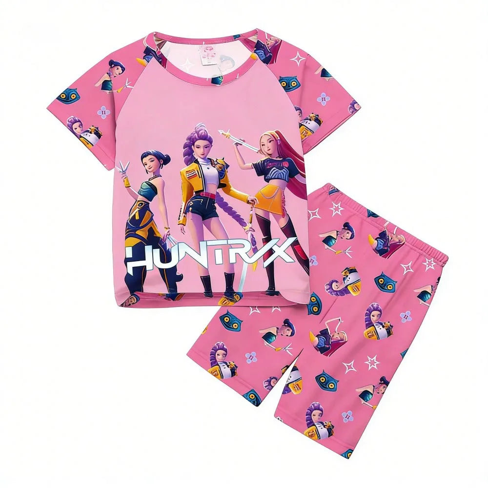 Pyjamas pour filles et enfants de 3 à 12 ans - Pyjama court d'été pour petits garçons - Thème Kpop Demon Hunters