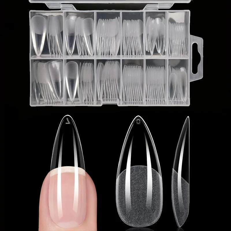 120 capsules d'ongles à pression à couverture complète, forme stiletto, amande, carrée, cercueil, française, faux ongles en gel à tremper, capsules