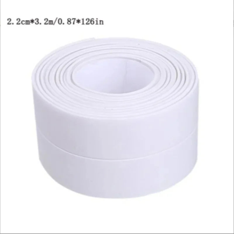Ruban d'étanchéité imperméable en PVC de 3,2 m pour lavabo, douche, baignoire et toilettes - Autocollant mural auto-adhésif