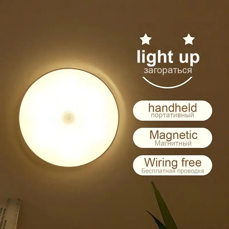 LED intelligente capteur de corps humain veilleuses éclairage automatique d'urgence USB charge sans fil aspiration magnétique LED lumières d'armoire
