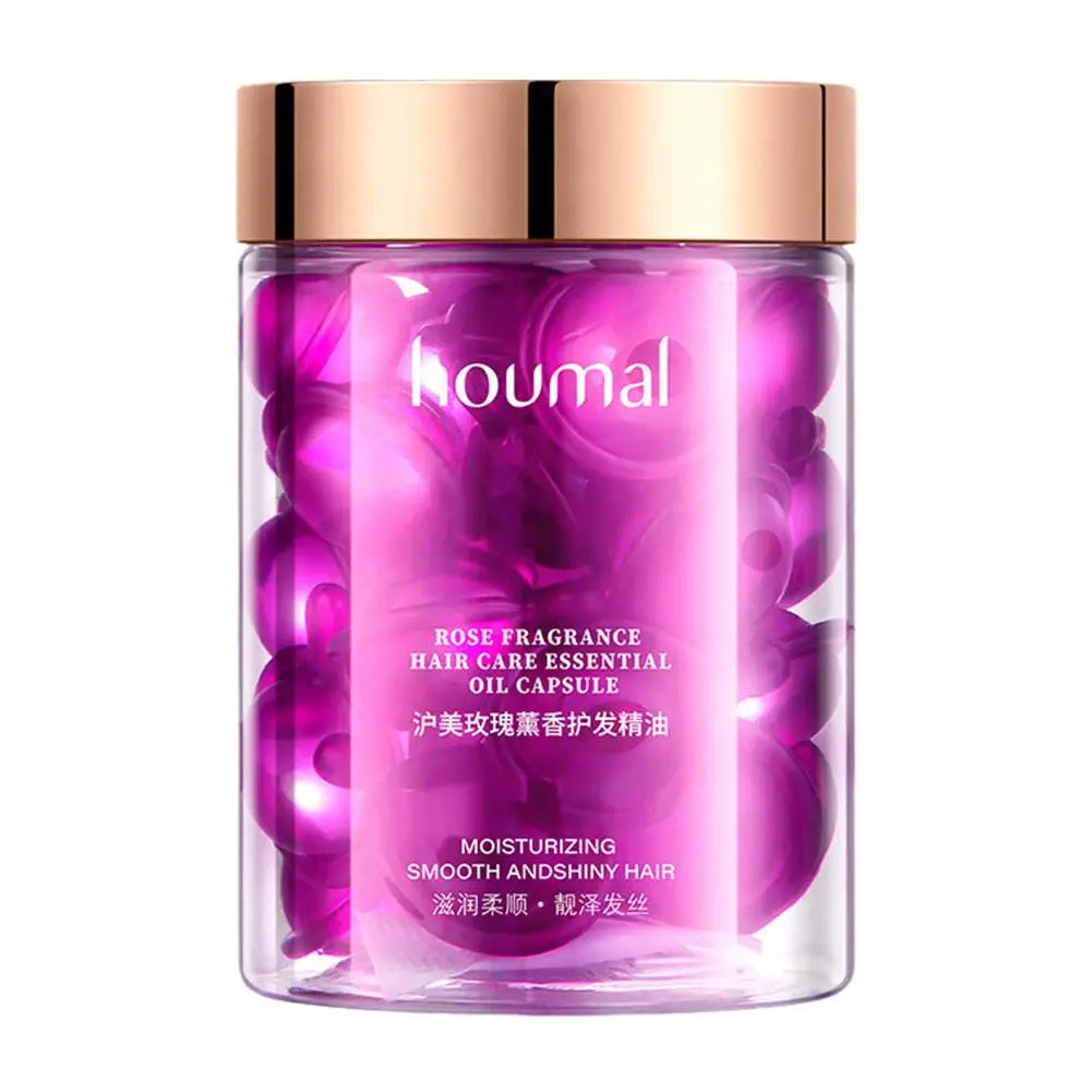 Sérum coiffant pour cheveux secs et indisciplinés, capsules d'huile essentielle de rose, soin sans rinçage anti-frisottis, répare les cheveux secs et abîmés