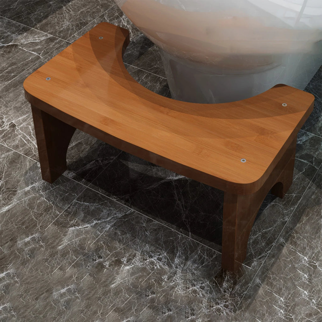 Tabouret de toilette portable robuste en bambou pour adultes, large et stable, facile à utiliser et à nettoyer, design portable