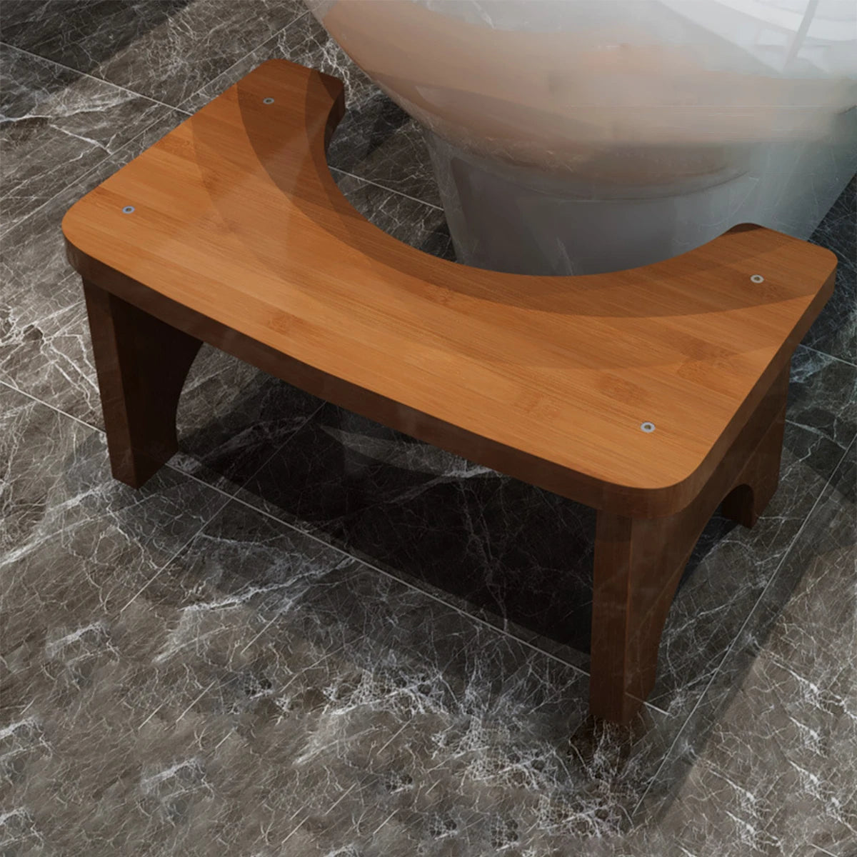 Tabouret de toilette portable robuste en bambou pour adultes, large et stable, facile à utiliser et à nettoyer, design portable