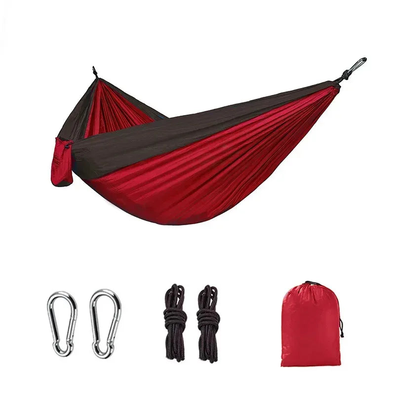 Hamac de camping une place en nylon assorti, en tissu parachute haute résistance, pour lit suspendu portable