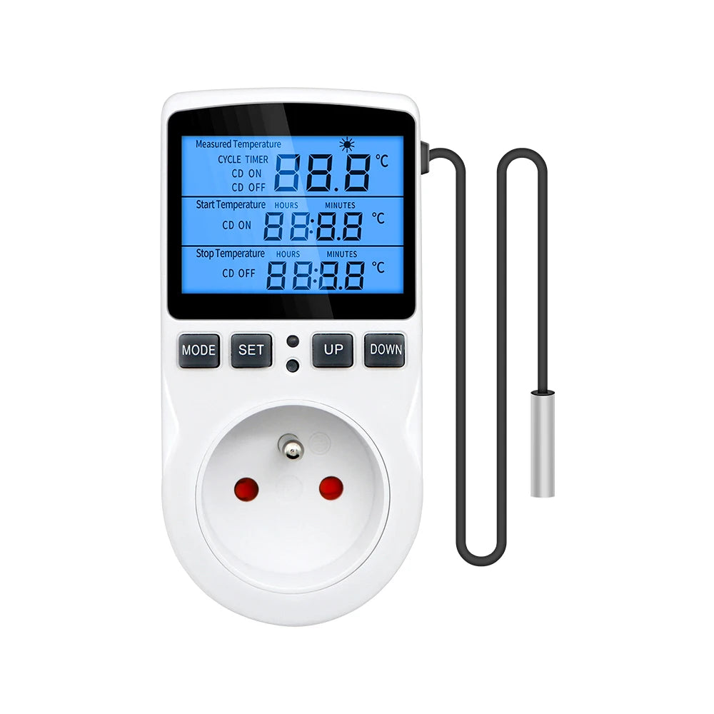 EU Plug Digital Temperature Controller Timer Socket Thermostat With Timer Switch Cooling Heating Temperature Sensor