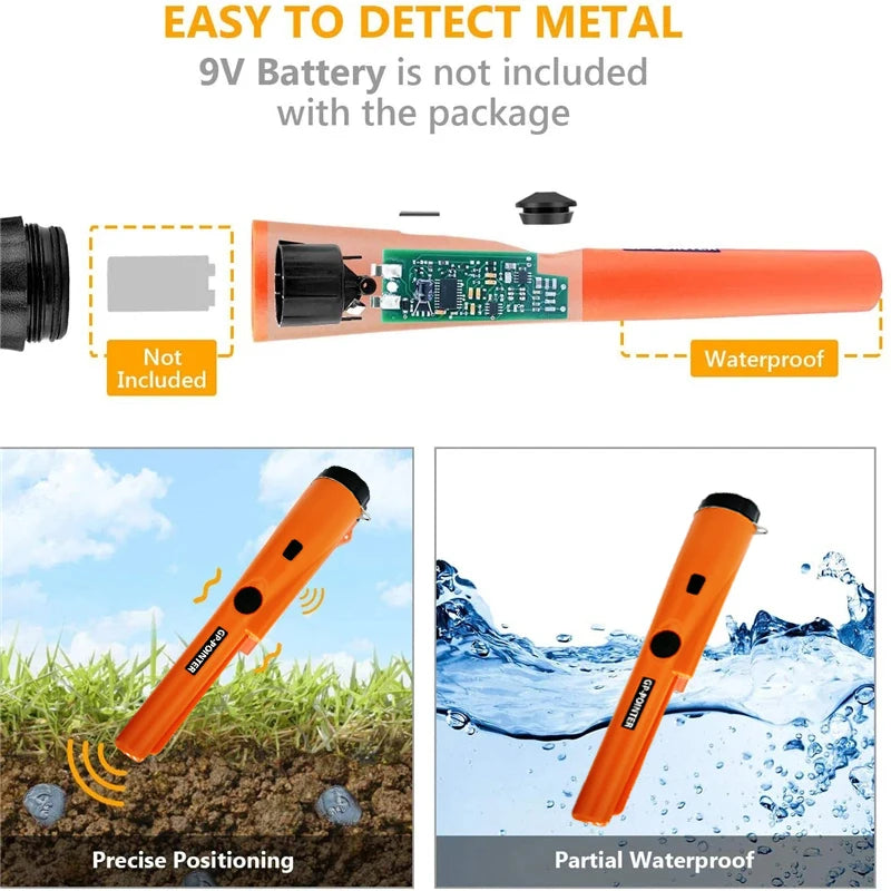 Détecteur de métal portable Détecteur de tige de localisation de métal GP-pointer Étanche IP66 Testeur de métal et d’or pour pièces et or