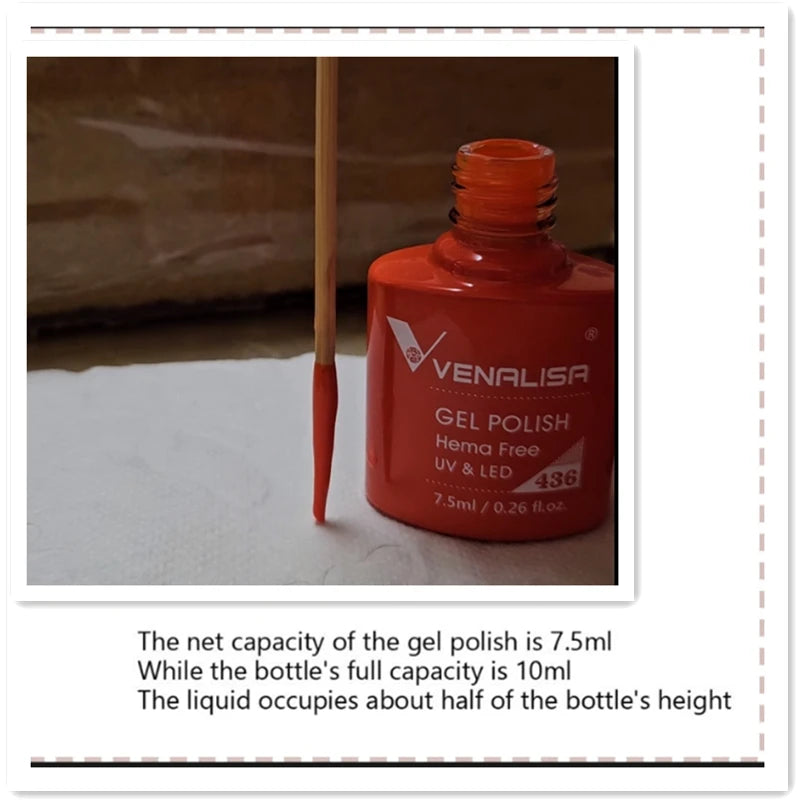 Vernis à ongles gel Venalisa 7,5 ml SANS HEMA, semi-permanent, UV/LED, couvrance totale, texture ultra-douce, manucure sublime