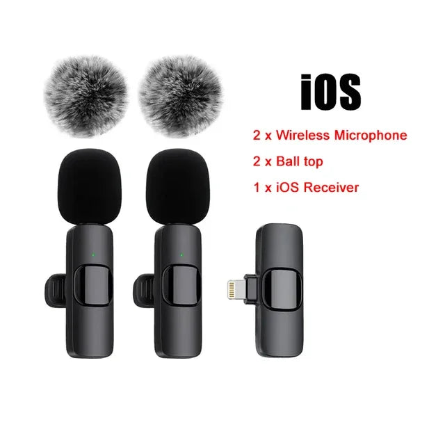Mini microphone cravate sans fil, coupe-vent, avec laine remplaçable, pour l'enregistrement audio sur iPhone, YouTube et vlogs