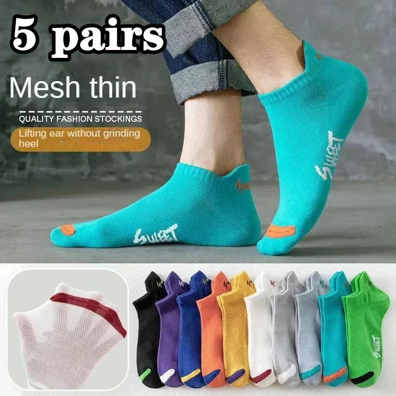 1 paire de chaussettes confortables et respirantes en coton pour hommes, chaussettes d'été pour hommes