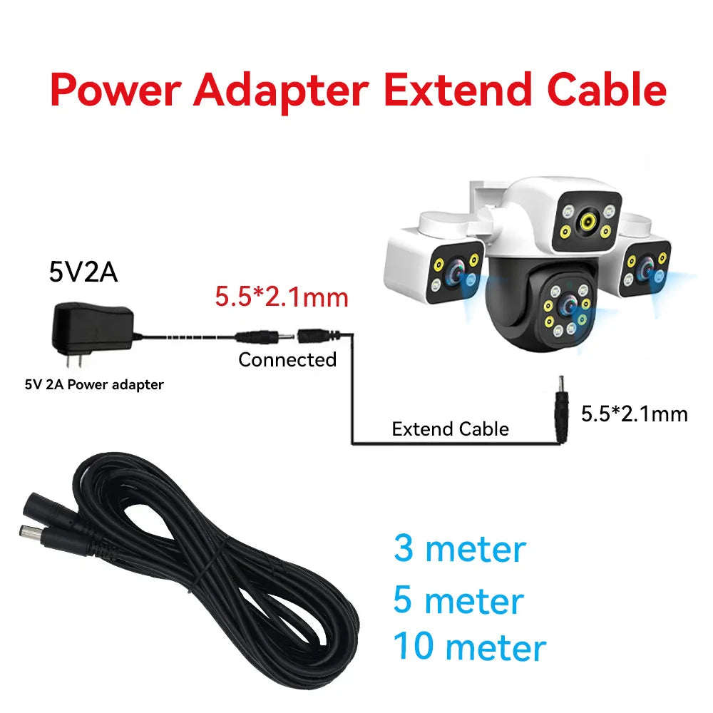 Cordon d'alimentation DC12V avec connecteur mâle vers femelle 5,5 x 2,1 mm pour caméra CCTV de sécurité Noir 3M 5M 10M Câble d'alimentation pour caméra IP