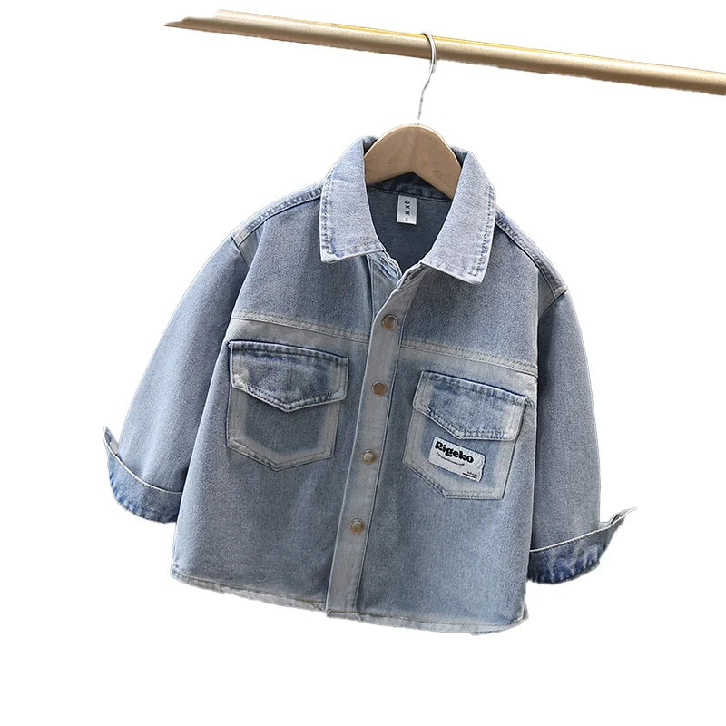 Veste en jean pour bébé garçon, style printemps-automne, avec poche avant. Tenue décontractée pour enfant. Vêtements streetwear tendance