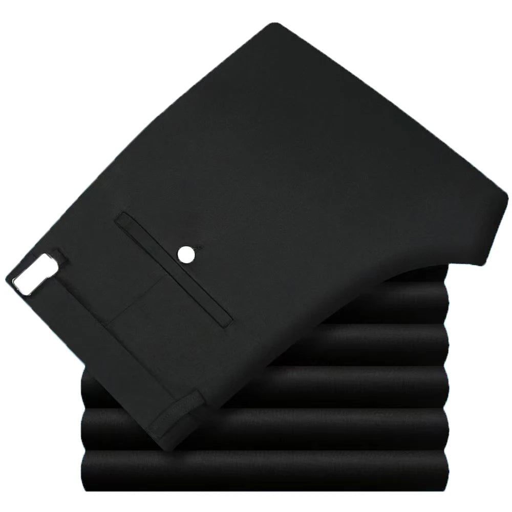 Pantalon homme stretch noir uni, coupe droite, style coréen, séchage rapide, idéal pour le bureau ou le printemps/automne