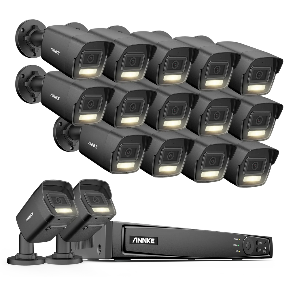 Système de caméras Annke H.265+ 3K Smart Dual Light PoE avec objectif 2,8 mm, détection de personnes et de véhicules, protection de sécurité IP67 et vidéosurveillance
