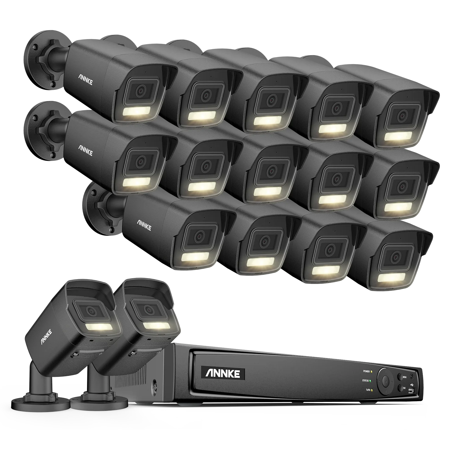 Système de caméras Annke H.265+ 3K Smart Dual Light PoE avec objectif 2,8 mm, détection de personnes et de véhicules, protection de sécurité IP67 et vidéosurveillance