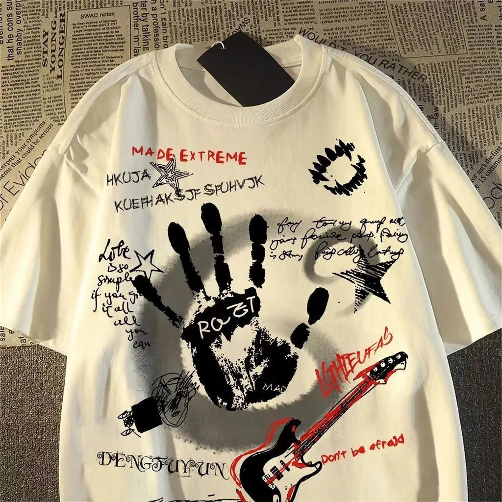 T-shirt manches courtes col rond homme/femme, Vintage américain, coréen Inst, nouveau haut d'été