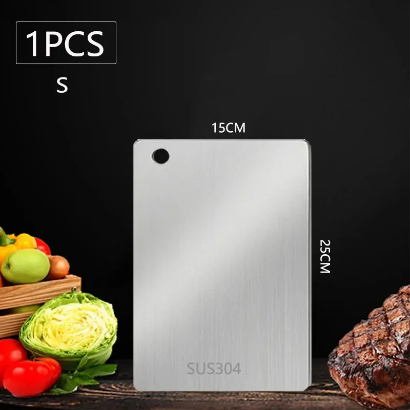 Planche à découper WXCOO 1PCS en acier inoxydable, planche épaisse de cuisine antiadhésive double face pour fruits et viande