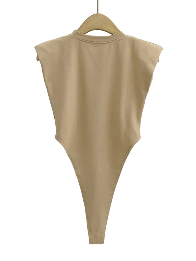 Sexy hauts femmes été une pièce moulante body rembourré épaule body noir sans manches body costumes pour femmes blanc