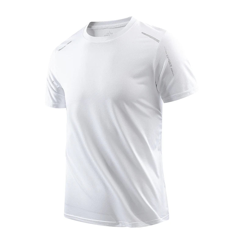 CHRLCK T-shirts de course à séchage rapide pour hommes respirant randonnée pêche T-shirts élasticité douce Sports de plein air chemise courte été