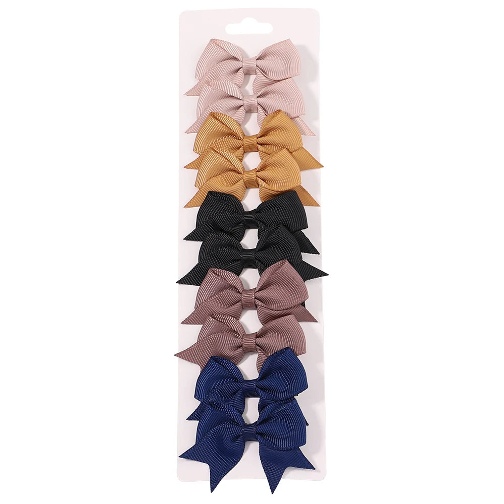 Pinces à cheveux avec nœud papillon en ruban solide, 10 pièces/ensemble, jolies Barrettes faites à la main pour bébés filles, couvre-chef, accessoires pour enfants