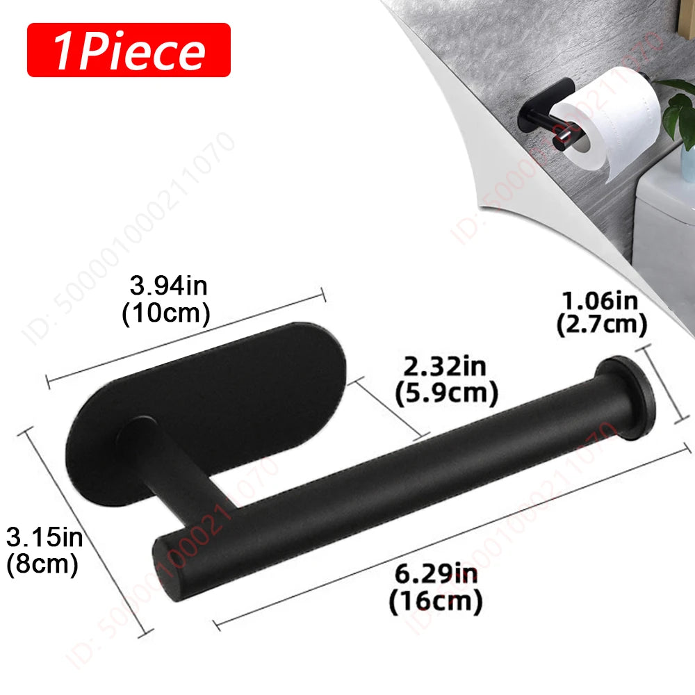 Stainless steel paper roll holder, wall-mounted without drilling, for kitchen, bathroom, wall, and paper towel storage rack.