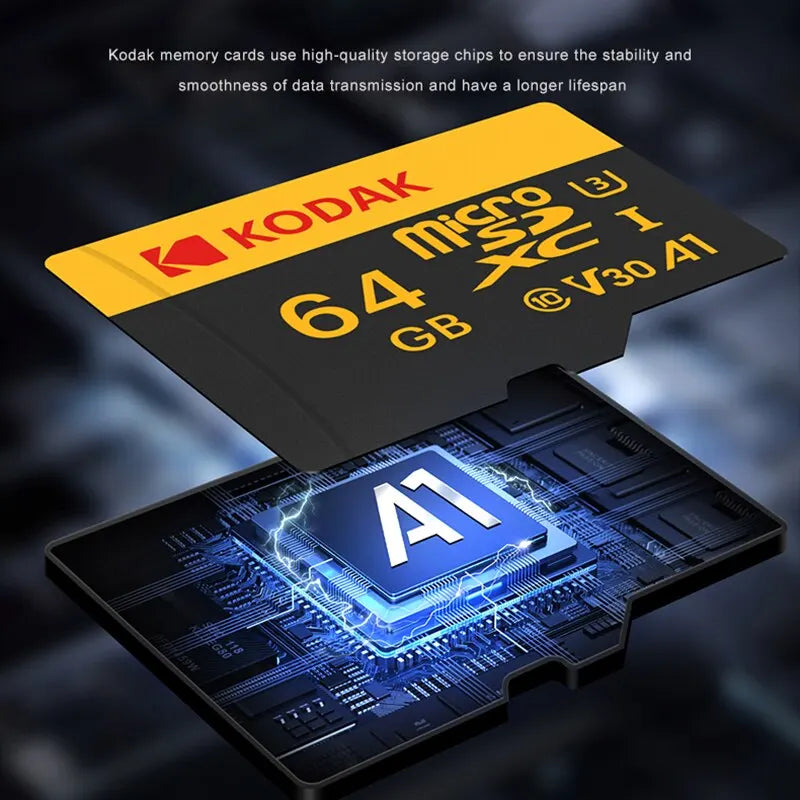 Carte mémoire KODAK Micro SD 512 Go 256 Go, jusqu'à 100 Mo/s, C10 U3, 32 Go 64 Go 128 Go, compatible 4K HD, pour lecteur de cartes USB et adaptateur MicroSD.