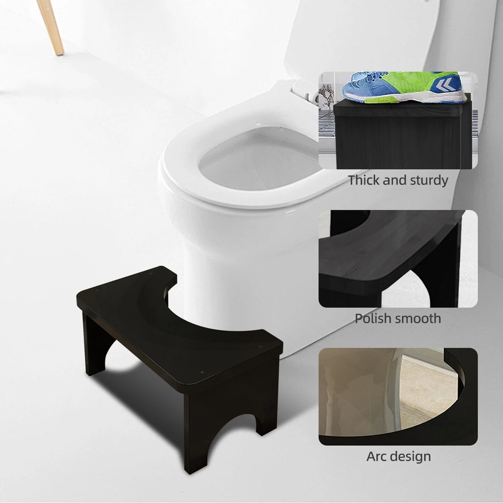 Tabouret de toilette portable robuste en bambou pour adultes, large et stable, facile à utiliser et à nettoyer, design portable